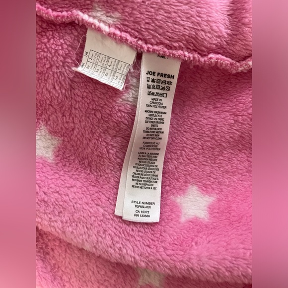 Joe Fresh Pink with White Stars Bath Robe, Toddler Girl Size 3, Warm cozy robe - Picture 2 of 8
